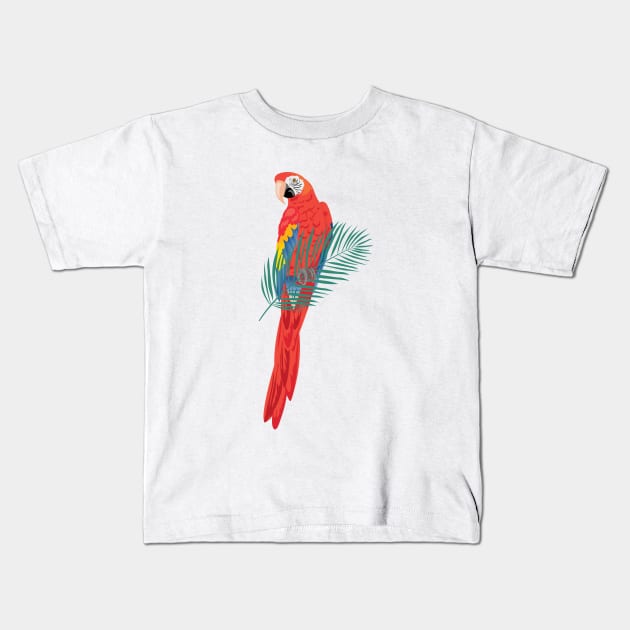 Parrot on a Branch Kids T-Shirt by SWON Design
